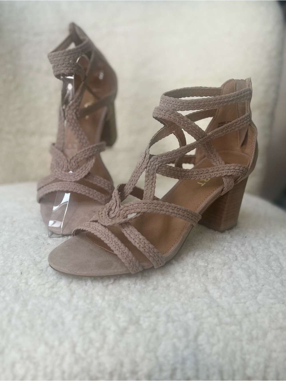 Report Braided Strappy Block Heels - Taupe
